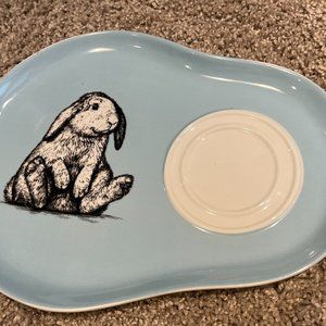 COPY - STANFORD HILL POTTERY Fluffkins Bunny Rabbit Plate Missing Egg Cup
